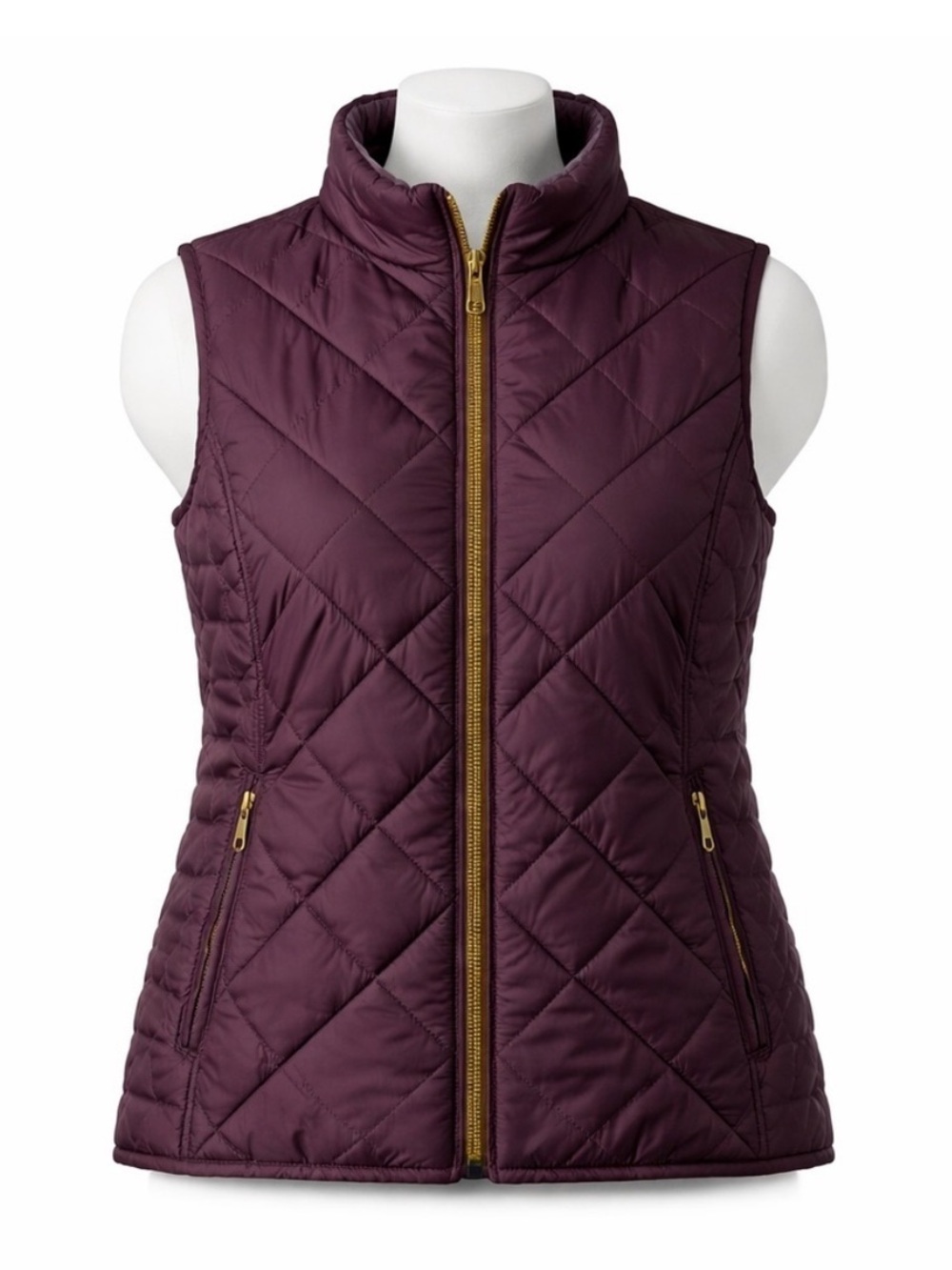 Size XL Woolrich Women’s Quilted Vest Purple Puffer Gold Zip Lightweight Jacket
